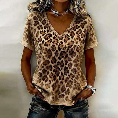 Vintage T-shirt met luipaardprint