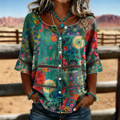 Vintage blouse met bloemenprint