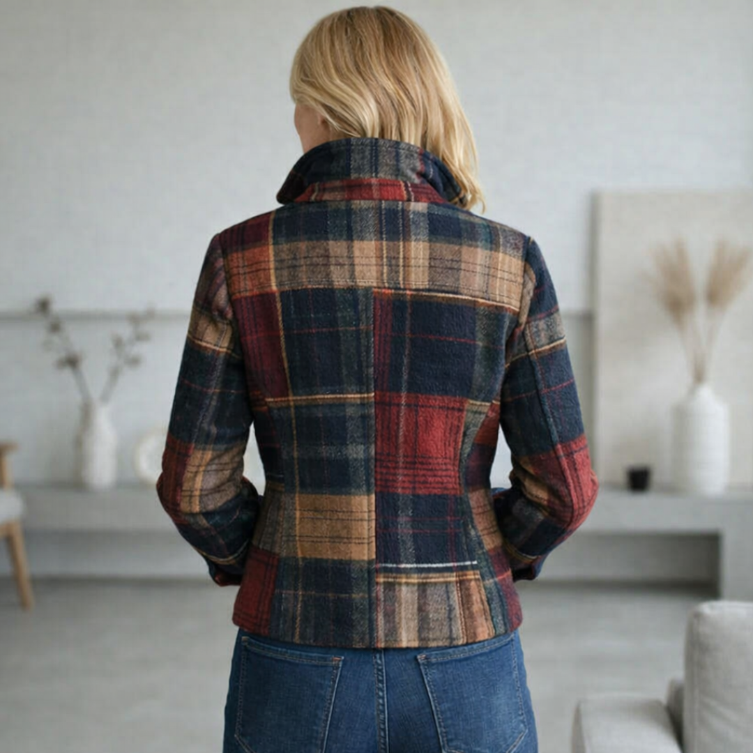 Fleur | Geruite Tussenjas met Comfortabele Warmte en Tijdloze Stadsstijl