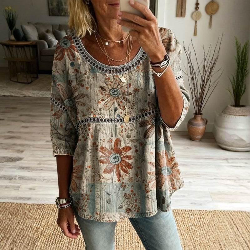 Vintage blouse met bloemenprint
