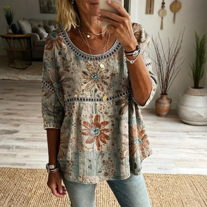 Vintage blouse met bloemenprint