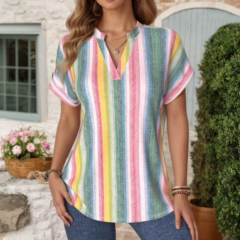 Vintage blouse met kleurrijke strepen
