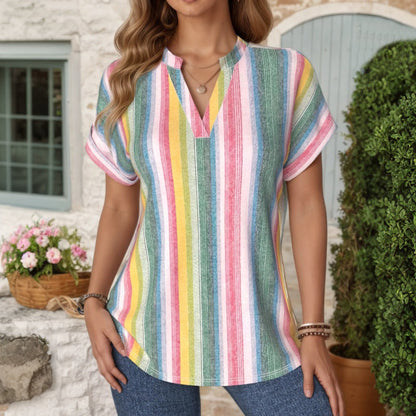 Vintage blouse met kleurrijke strepen
