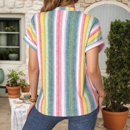 Vintage blouse met kleurrijke strepen