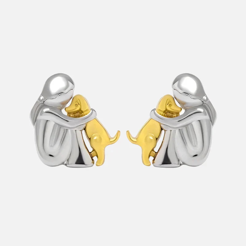 Bicolor Hugg Oorknopjes in Zilver en Goud